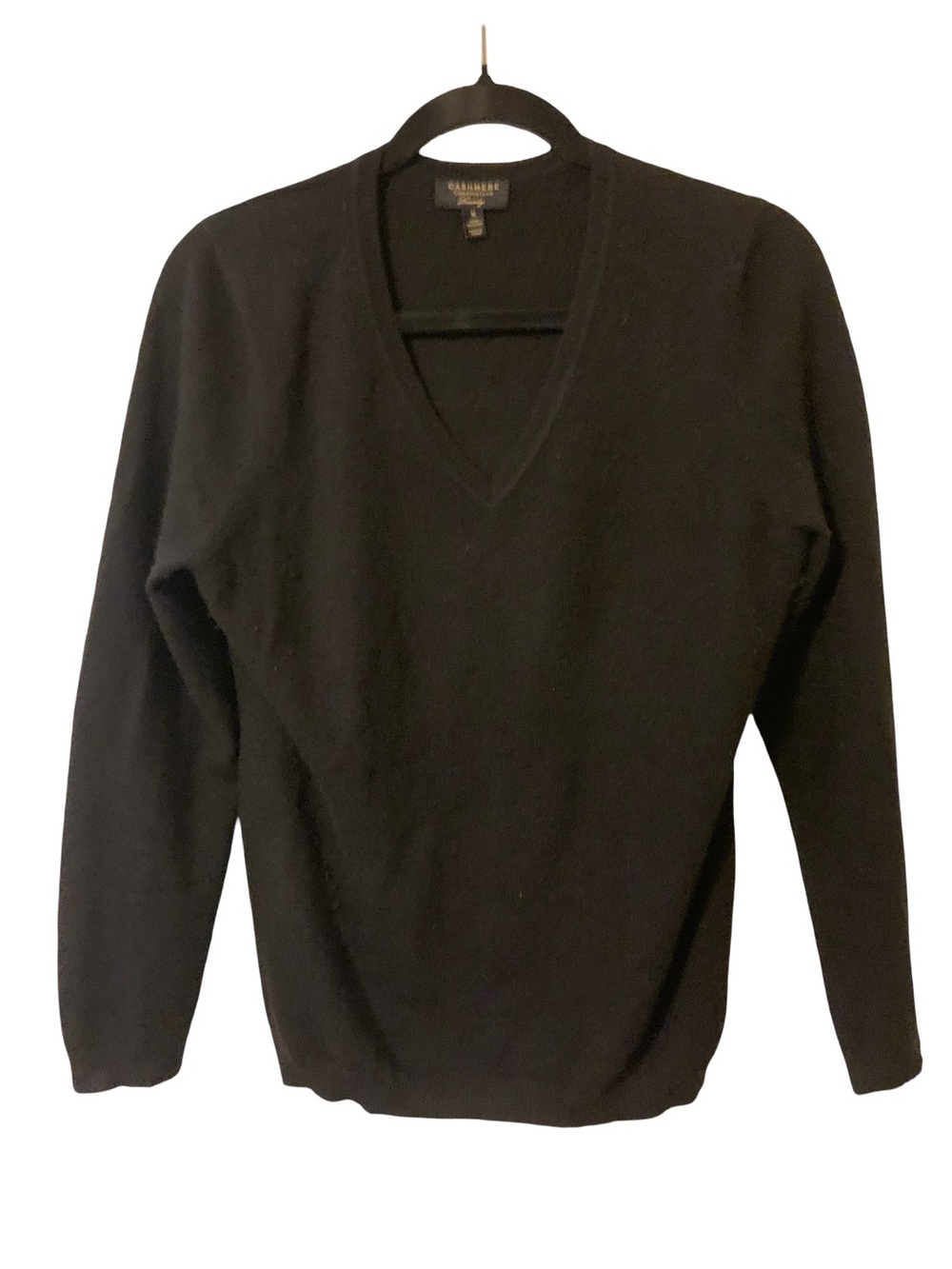 Charter Club Black V-Neck Cashmere-Blend Sweater